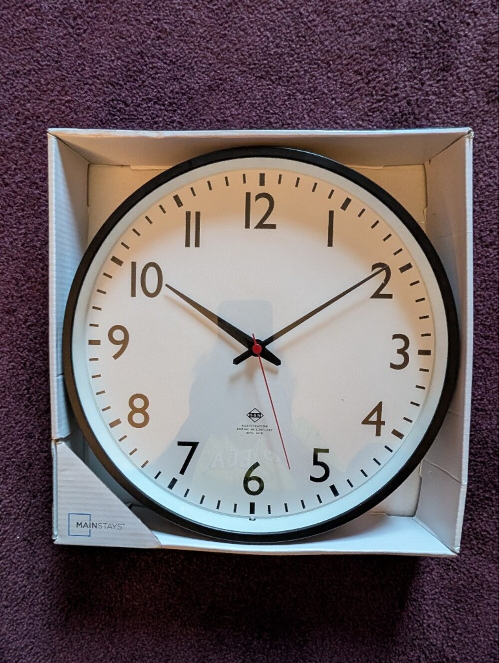 Wall Clock-Mainstays Brand, White Red Round